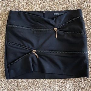 Zara black mini zip skirt